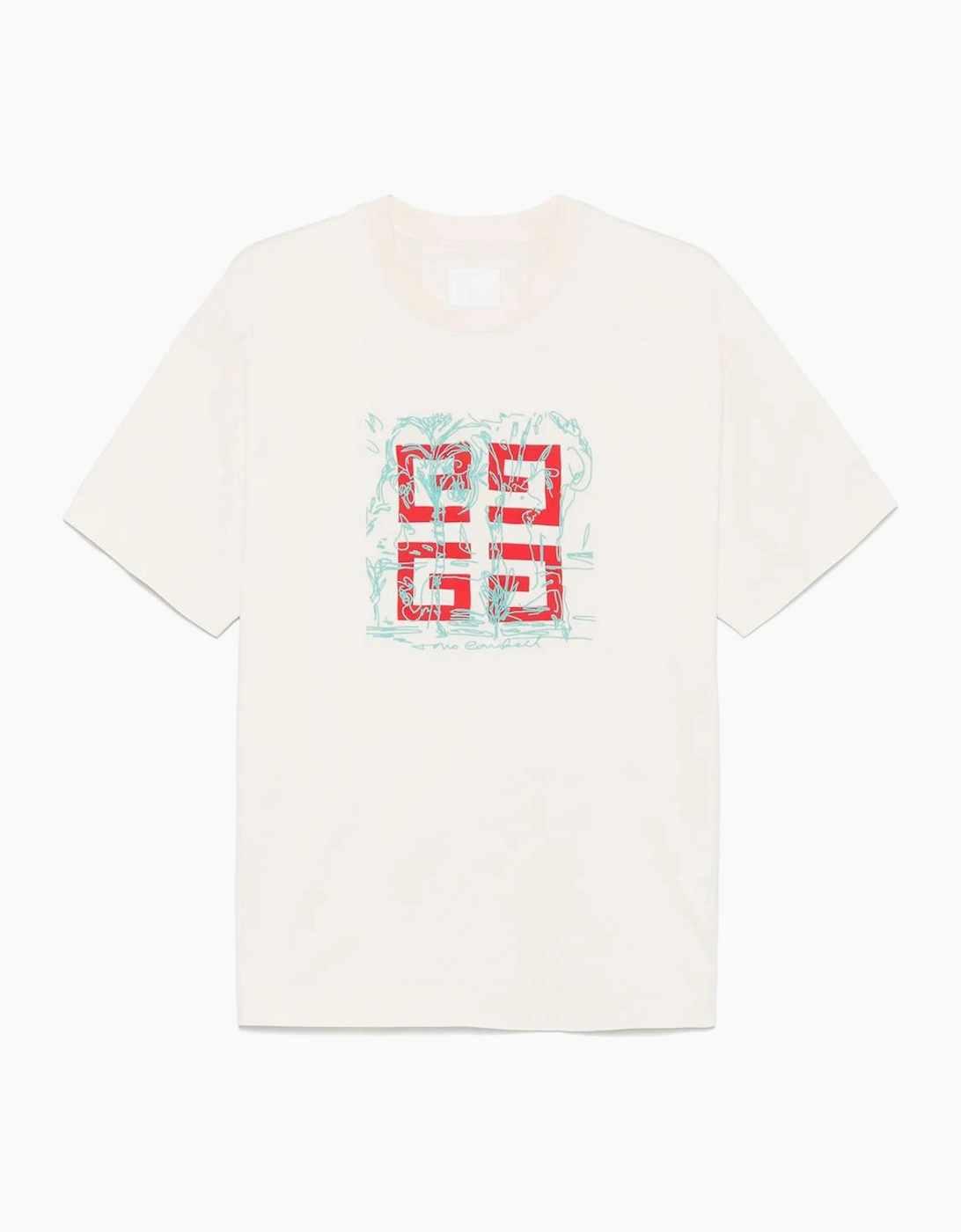 Givenchy Men's White Embroidered 4G Logo Print T-Shirt In Off  36 S