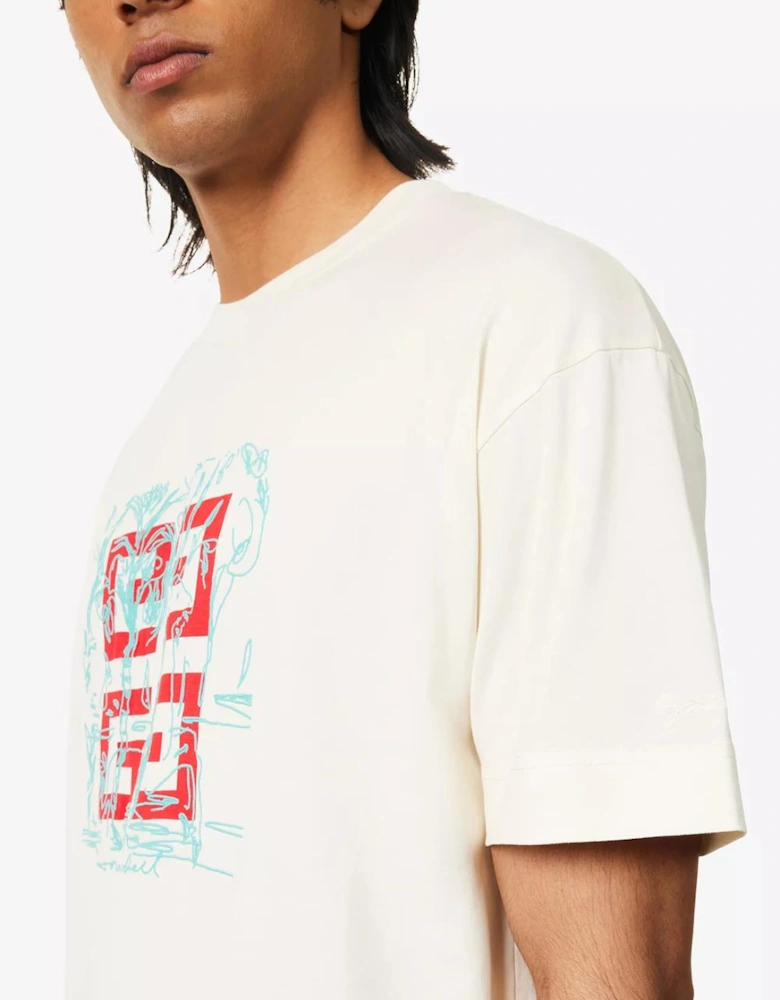 Embroidered 4G Logo Print T-Shirt in Off White