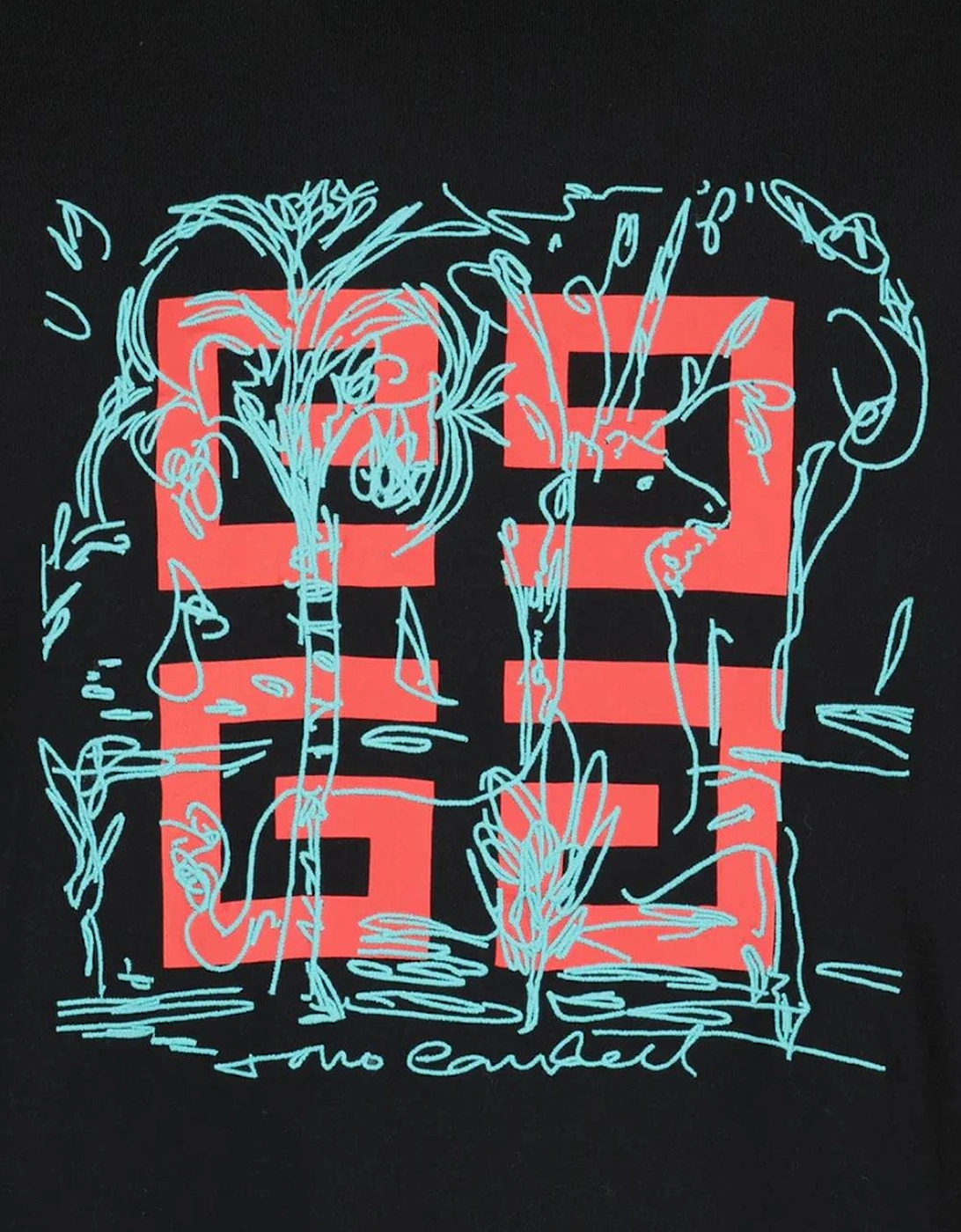 Embroidered 4G Logo Print T-Shirt in Black