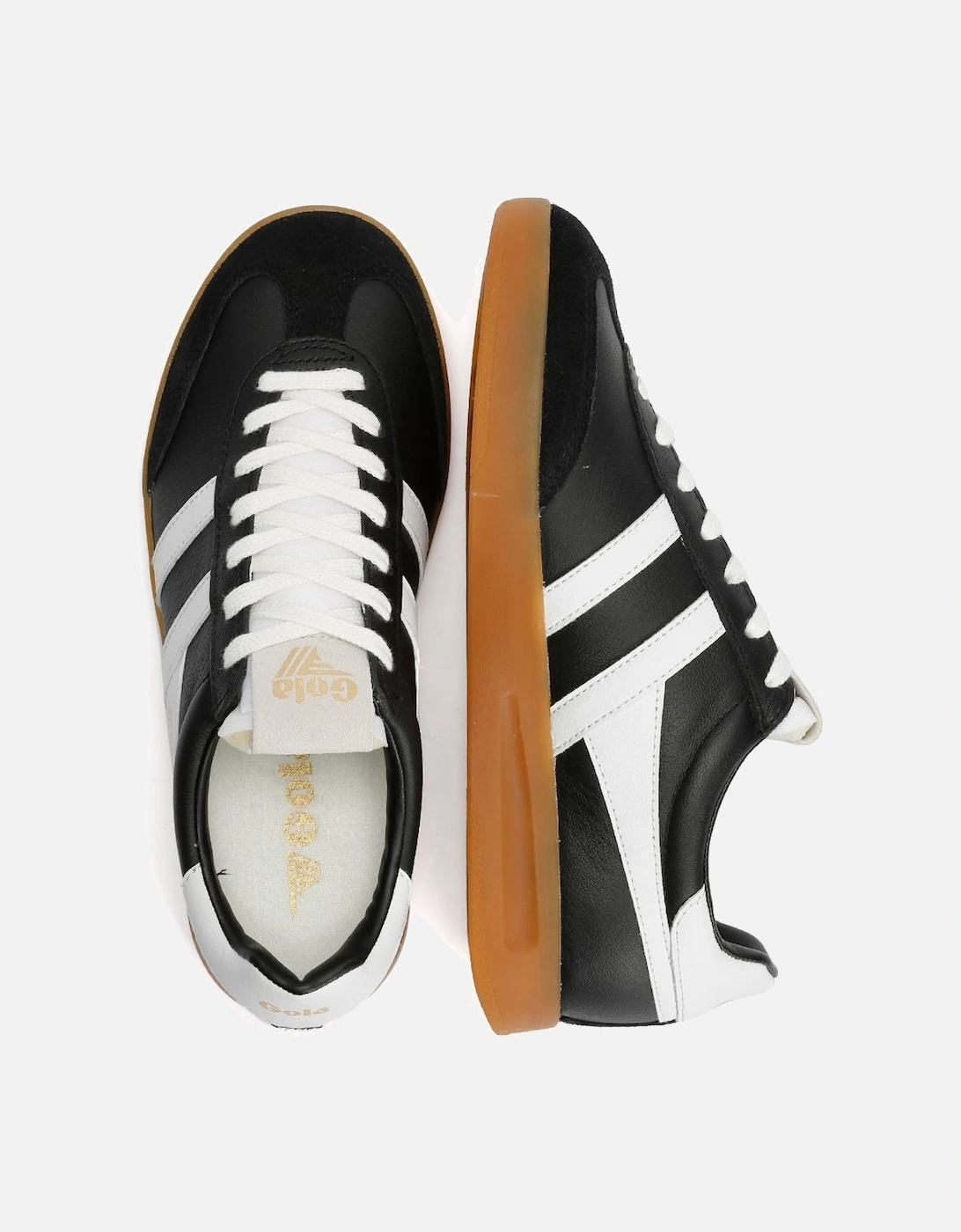 Cyclone Leather Women's Black/White/Gum Trainers