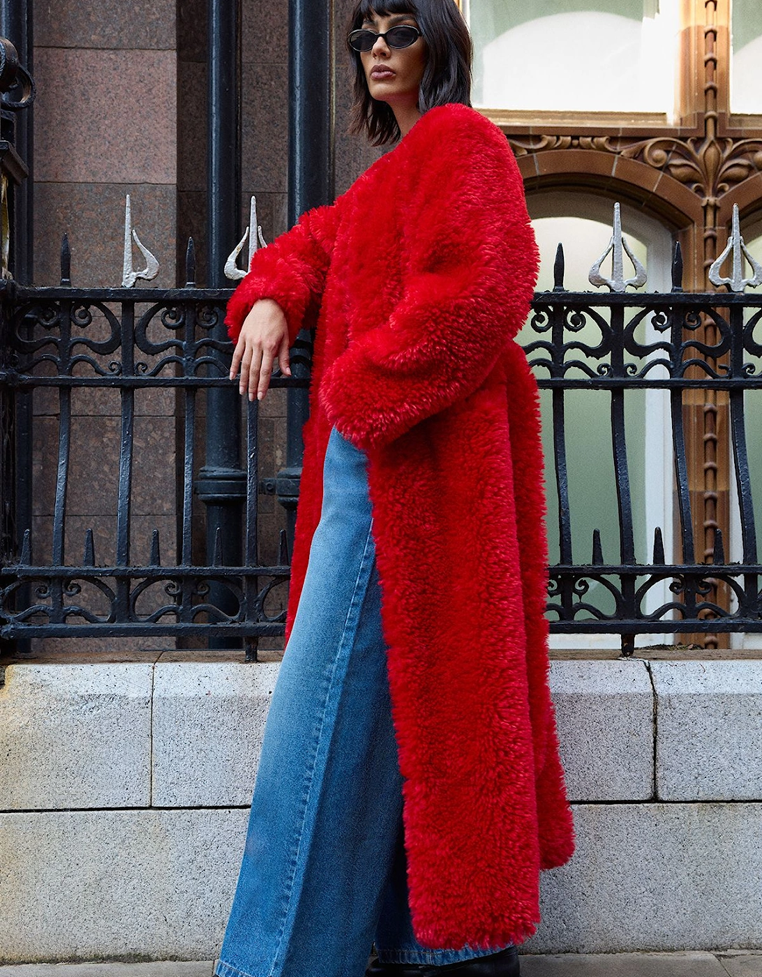 Red Maxi Belted Fur Coat, 2 of 1
