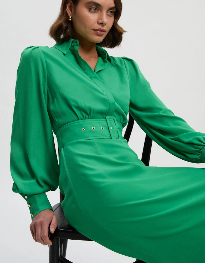 Georgette Belted Woven Shirt Dress