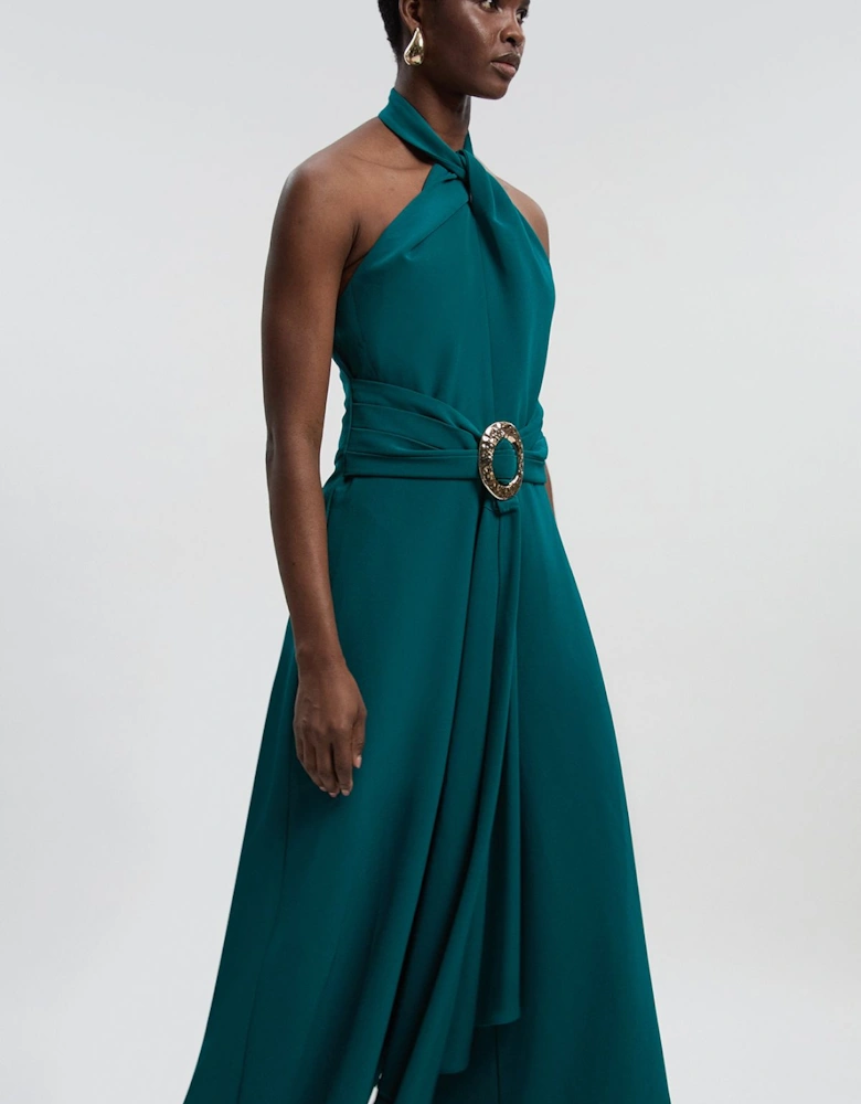 Soft Tailored Trim Detail Wide Leg Jumpsuit