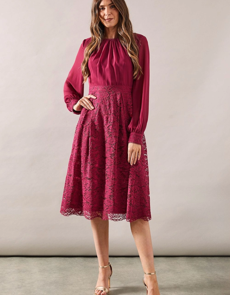 Occasion Lace Fit And Flare Midi Dress