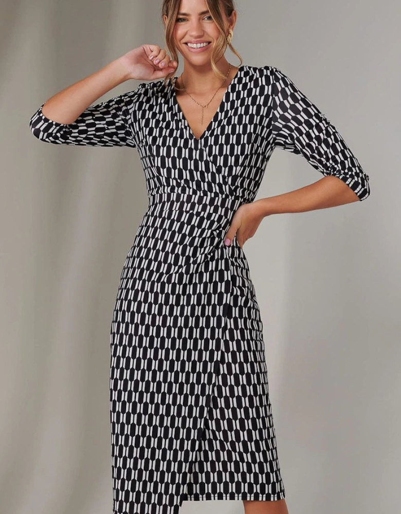 3/4 Sleeve Wrap Shift Dress