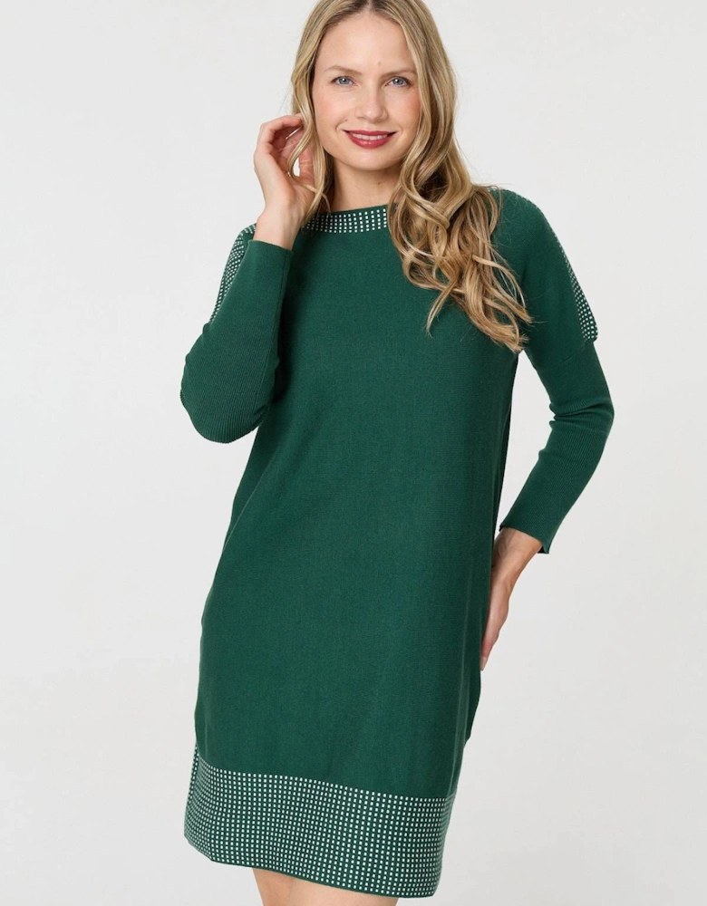 Geo Print Long Sleeve Short Jumper Dress