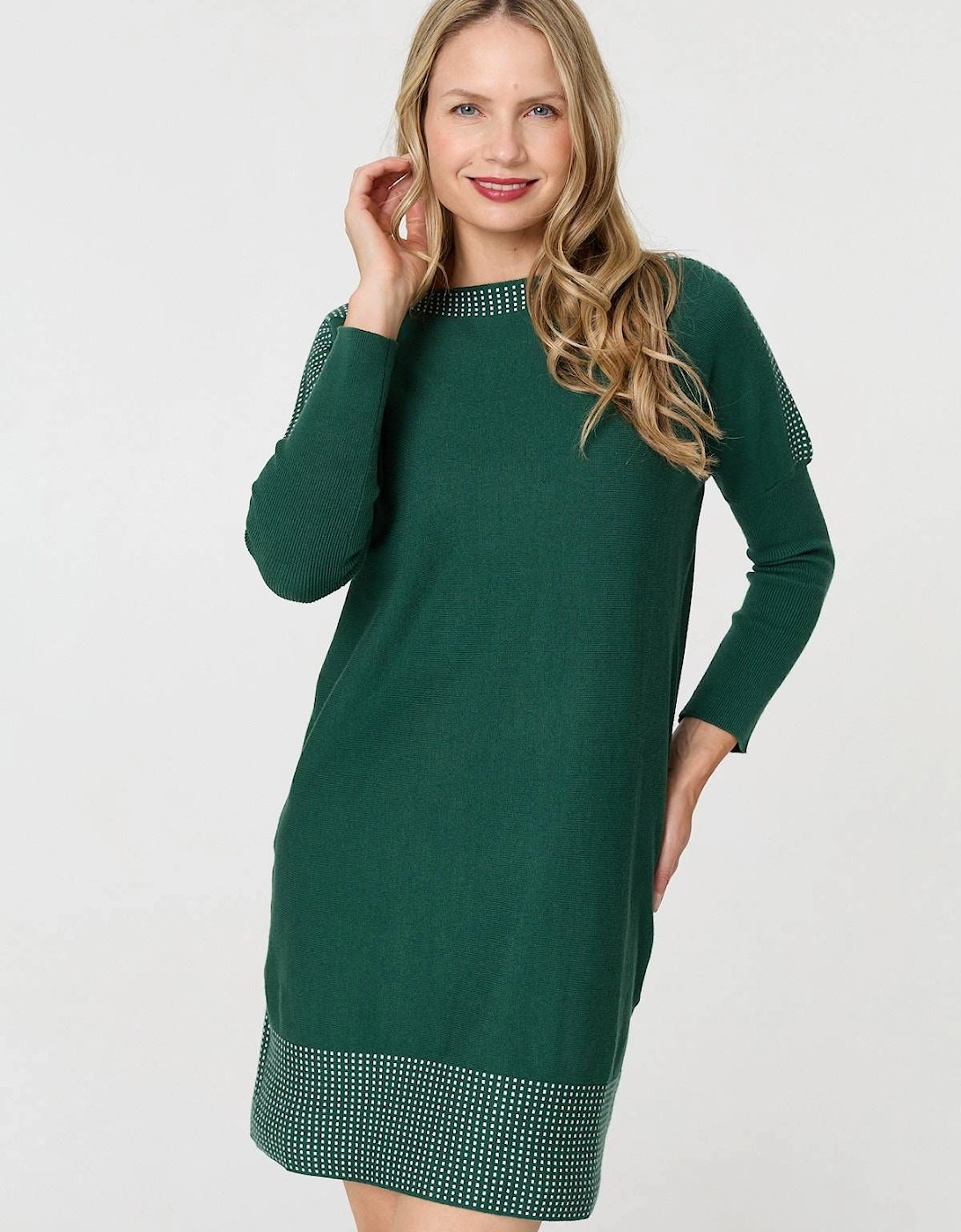 Geo Print Long Sleeve Short Jumper Dress, 2 of 1
