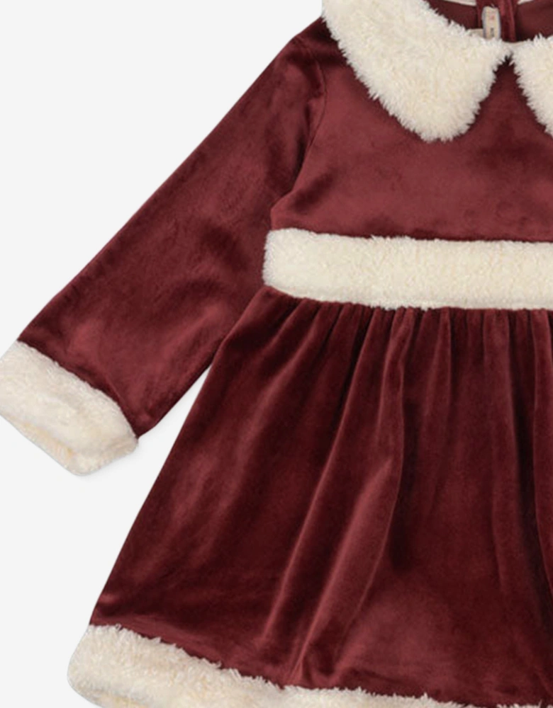 Konges Sløjd Girls Velvet Christmas Dress in Red