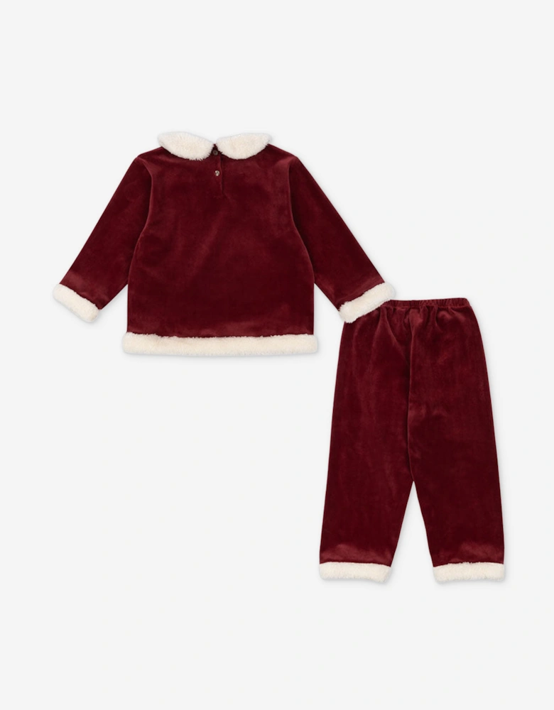 Konges Sløjd Girls Velvet Christmas Trouser Set in Red