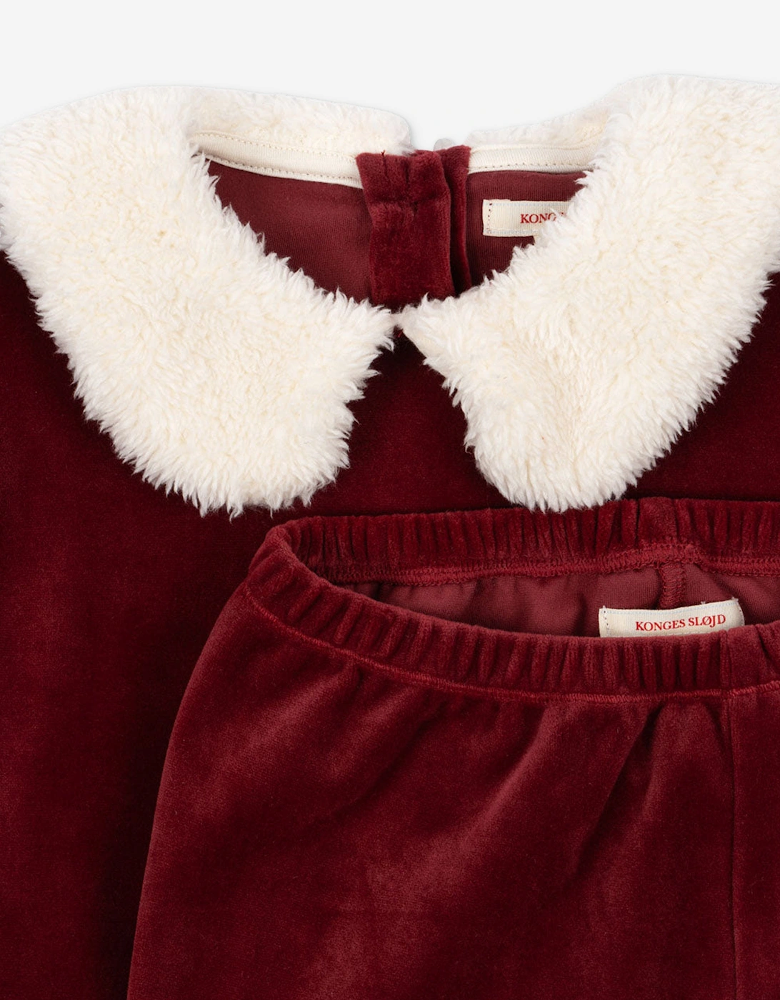 Konges Sløjd Girls Velvet Christmas Trouser Set in Red