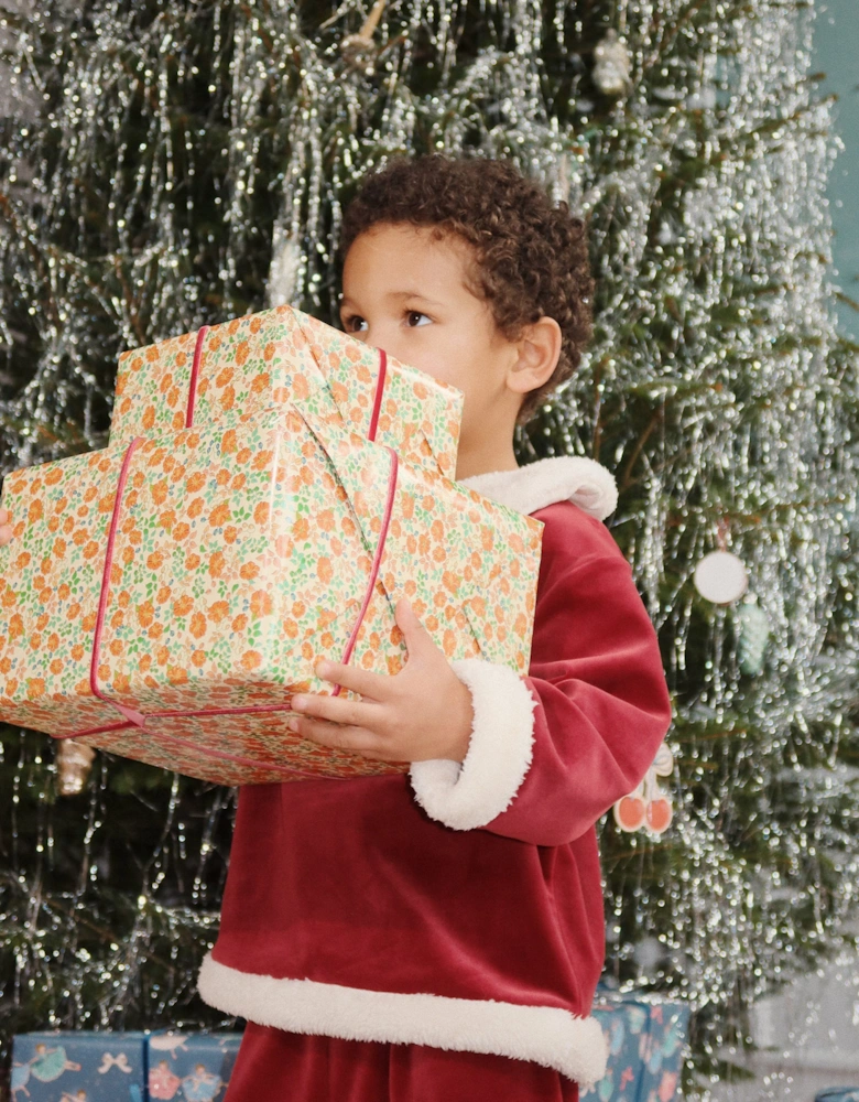 Konges Sløjd Girls Velvet Christmas Trouser Set in Red