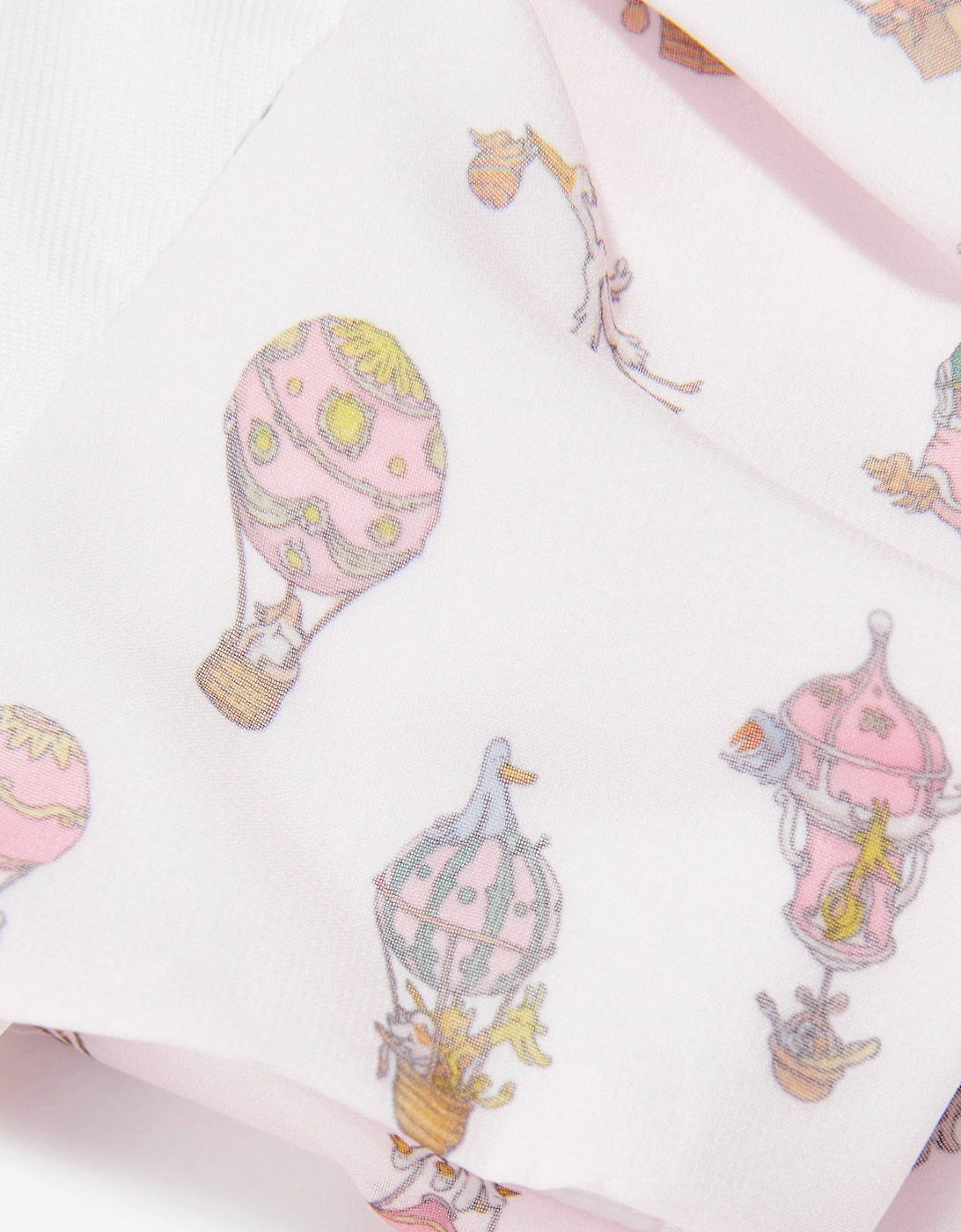 Girls Voile Choux Hot Air Balloons Puffy Sleeve Top in White