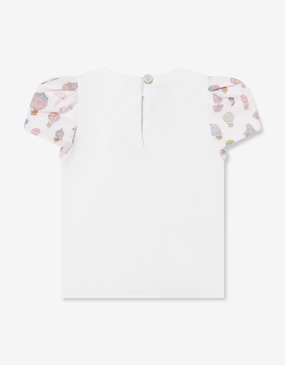 Girls Voile Choux Hot Air Balloons Puffy Sleeve Top in White