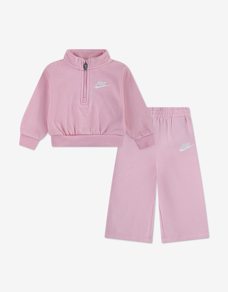 Girls Wide Leg Club Fleece Tracksuit in Pink