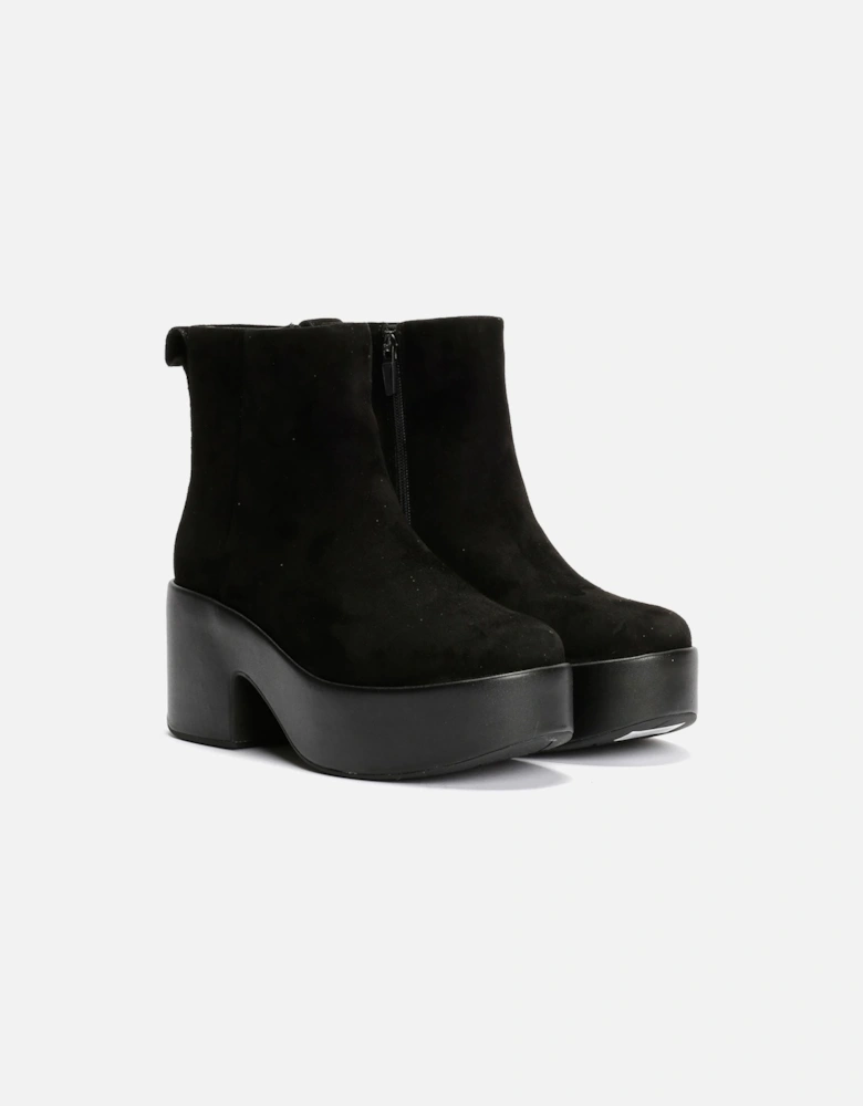 Platfforms Heeled Suede Women's Black Ankle Boots