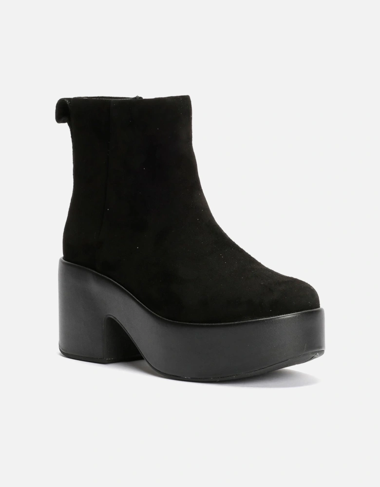 Platfforms Heeled Suede Women's Black Ankle Boots