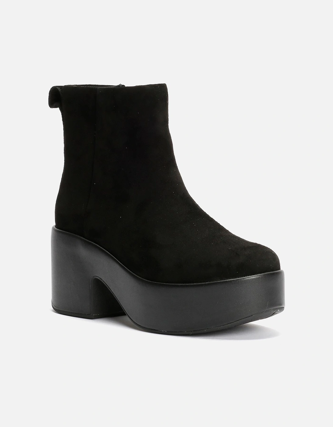 Platfforms Heeled Suede Women's Black Ankle Boots
