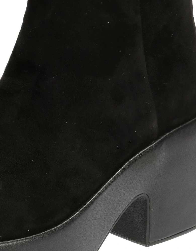 Platfforms Heeled Suede Women's Black Ankle Boots
