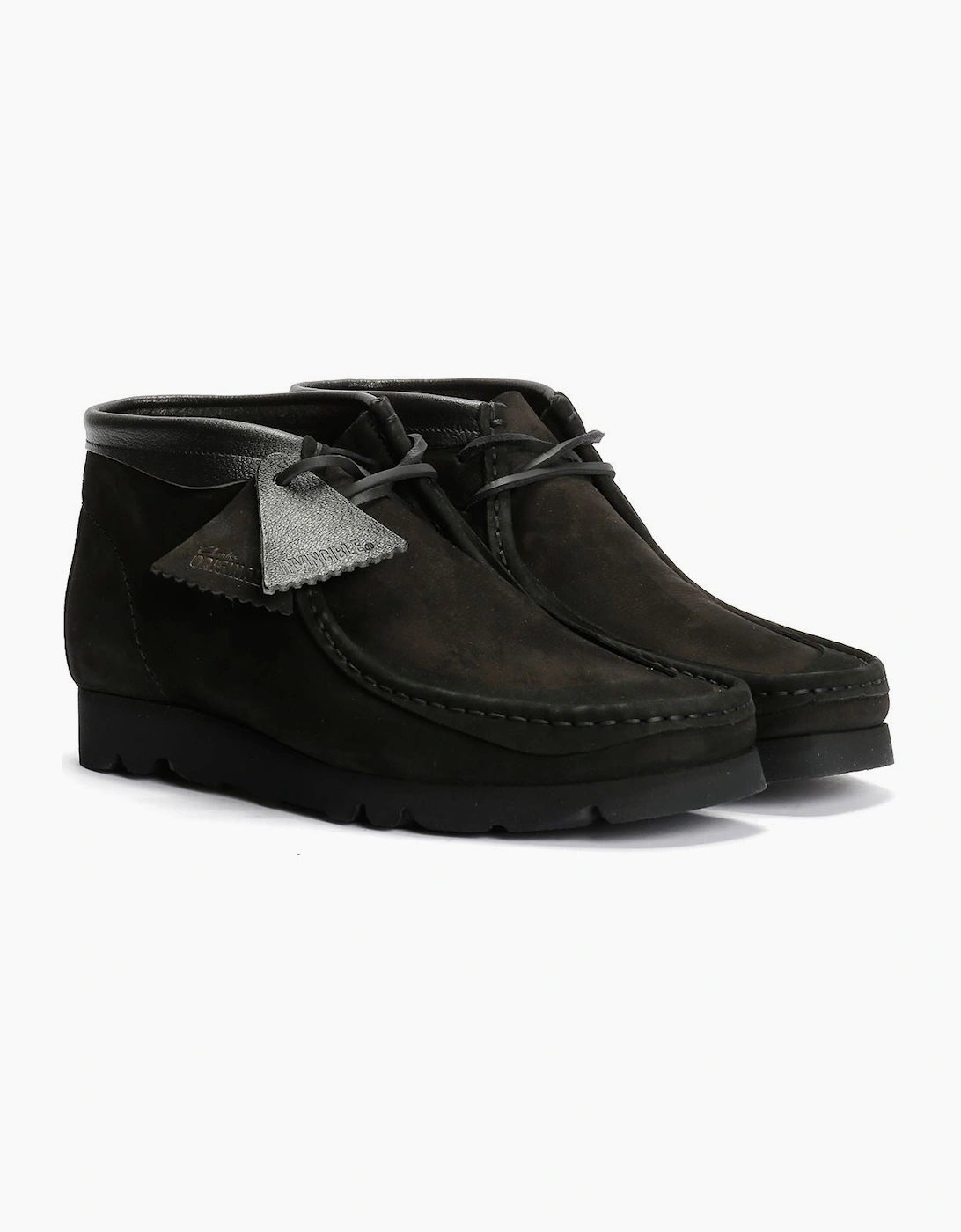 Men's Clarks Originals Wallabee Combi Leather Men's Black Boots - Size: 6