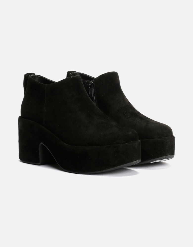 Platfforms Heeled Short Suede Women's Black Boots