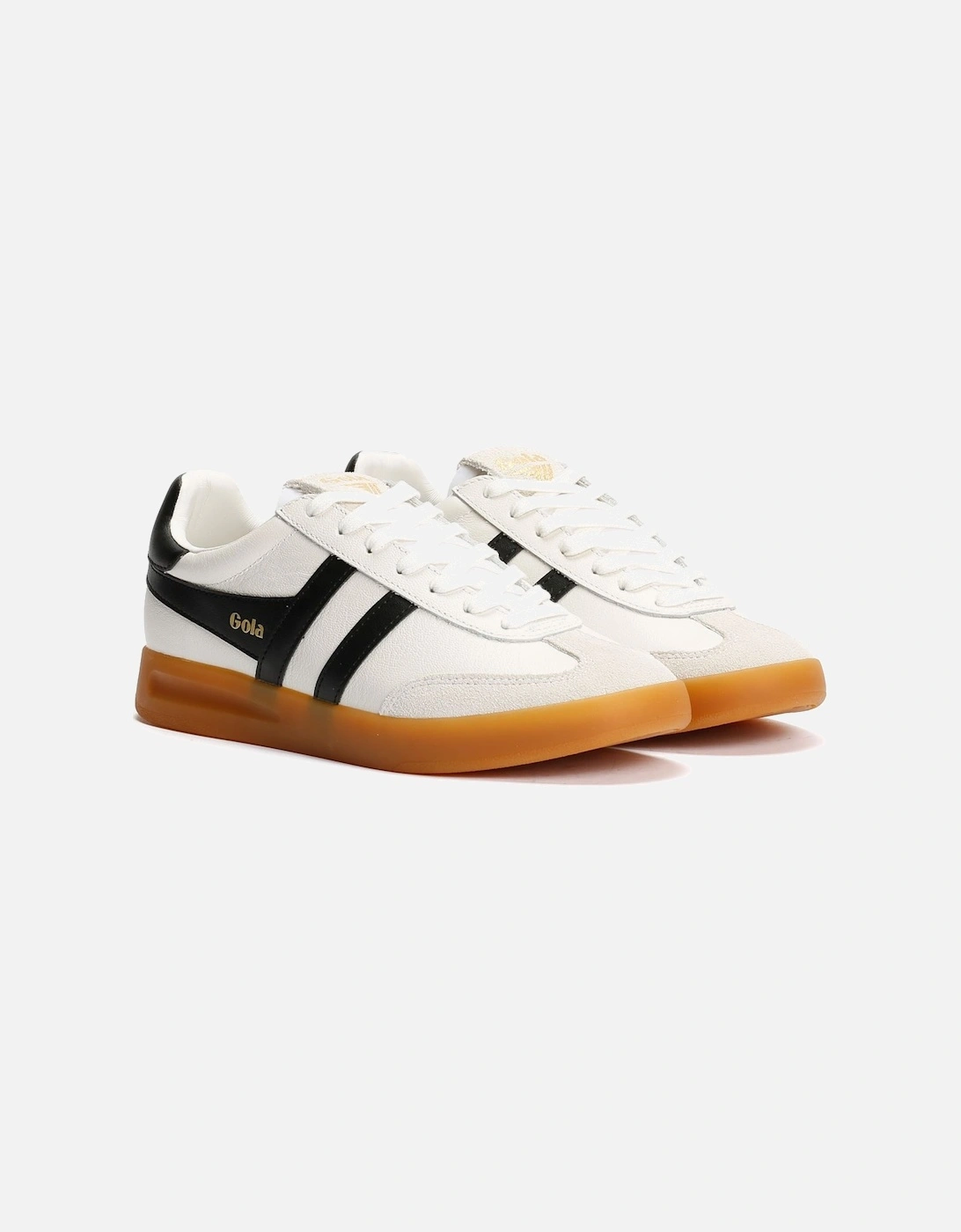 Cyclone Leather Women's White/Black/Gum Trainers, 9 of 8