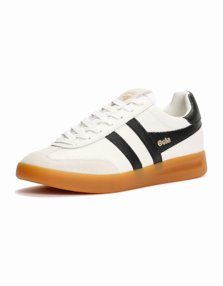 Cyclone Leather Women's White/Black/Gum Trainers
