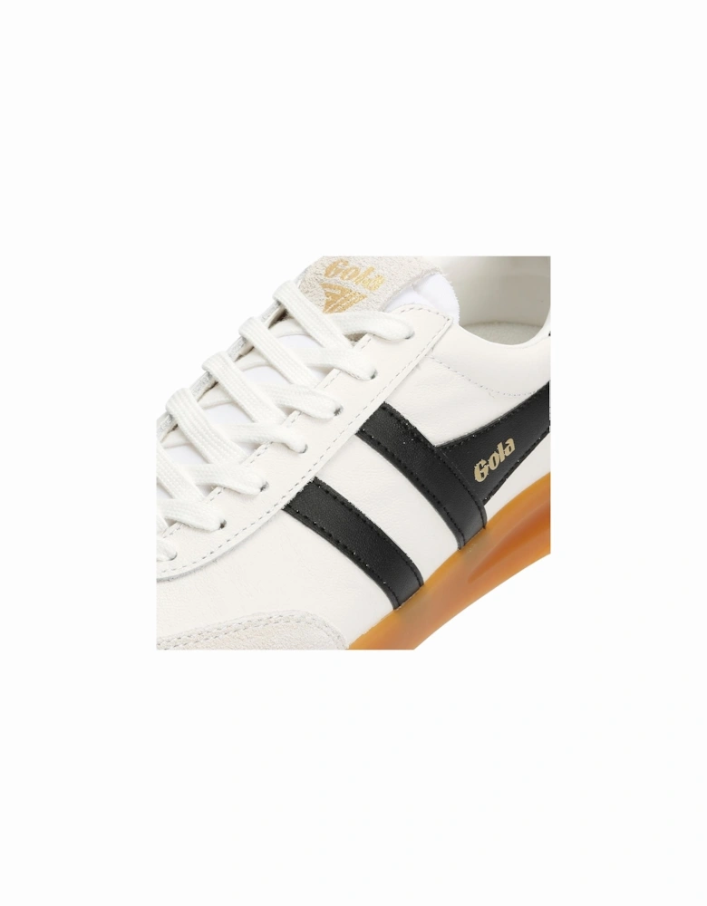 Cyclone Leather Women's White/Black/Gum Trainers