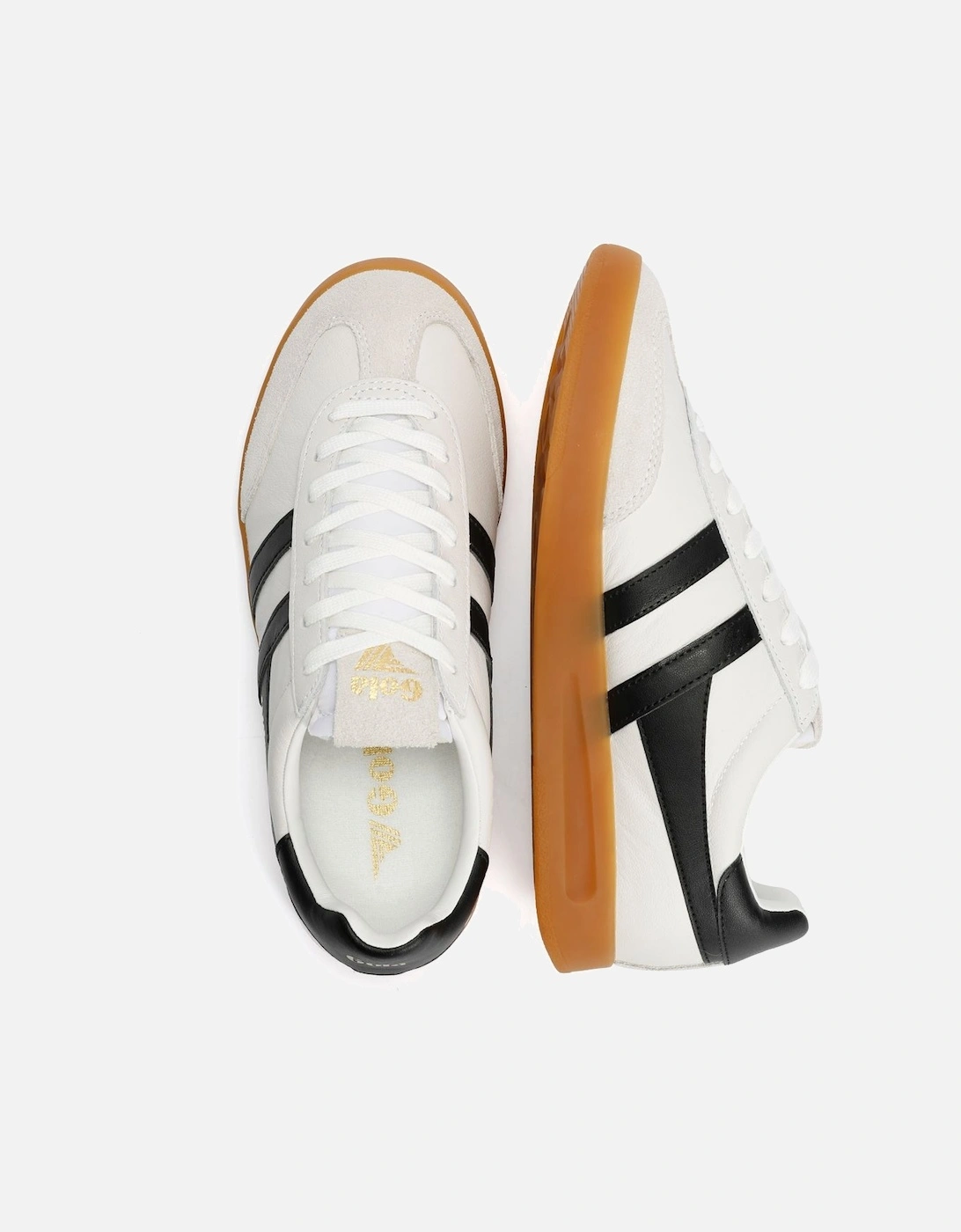 Cyclone Leather Women's White/Black/Gum Trainers