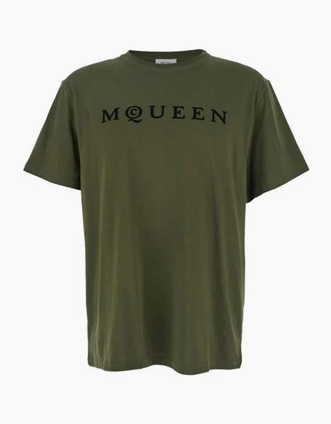Alexander Mcqueen Men's Green Flocked Logo T-Shirt In - Size: 38
