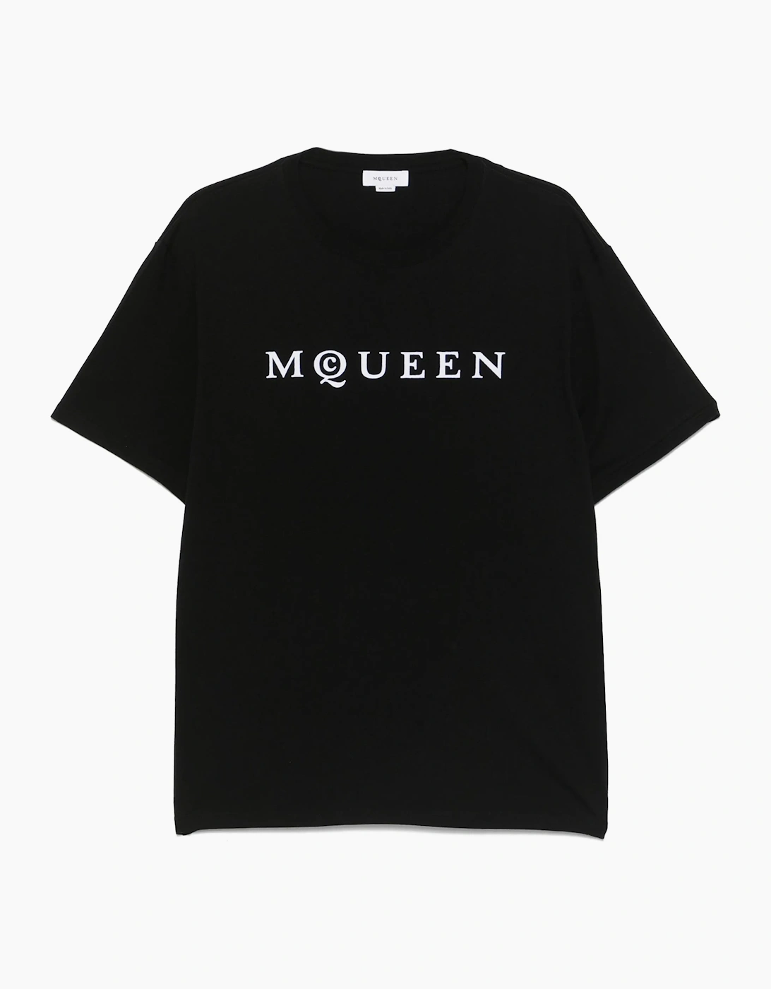 Alexander Mcqueen Men's Black Flocked Logo T-Shirt  - Size 36