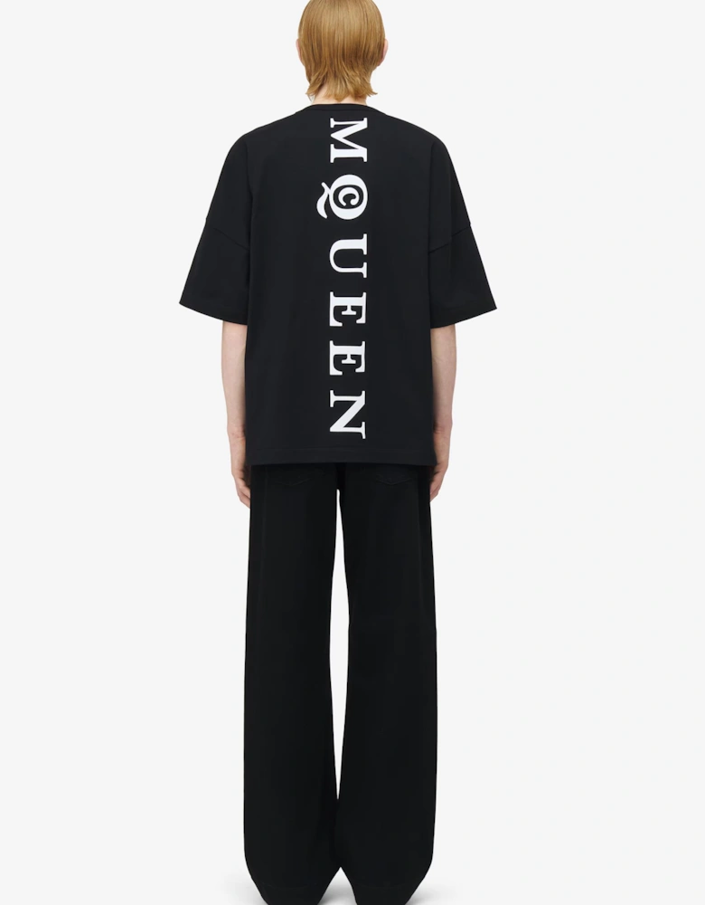 Oversized Vertical Back Logo T-Shirt in Black
