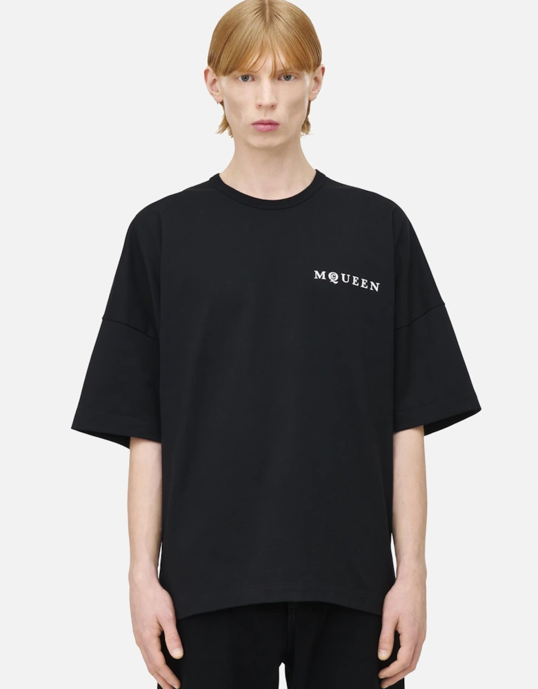 Oversized Vertical Back Logo T-Shirt in Black