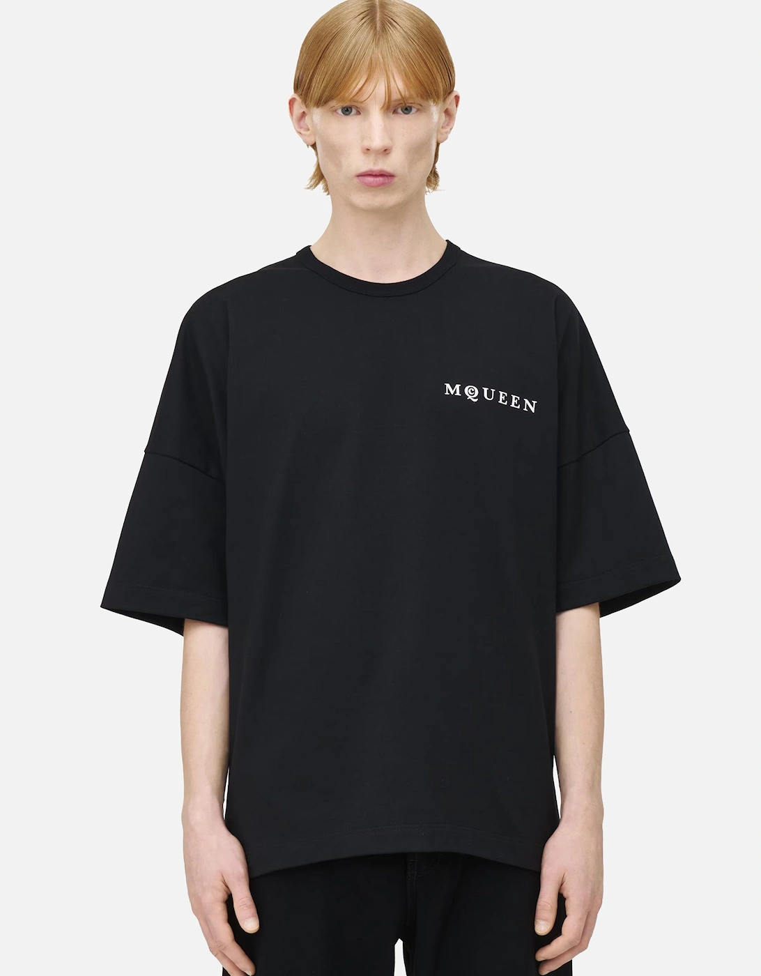 Oversized Vertical Back Logo T-Shirt in Black