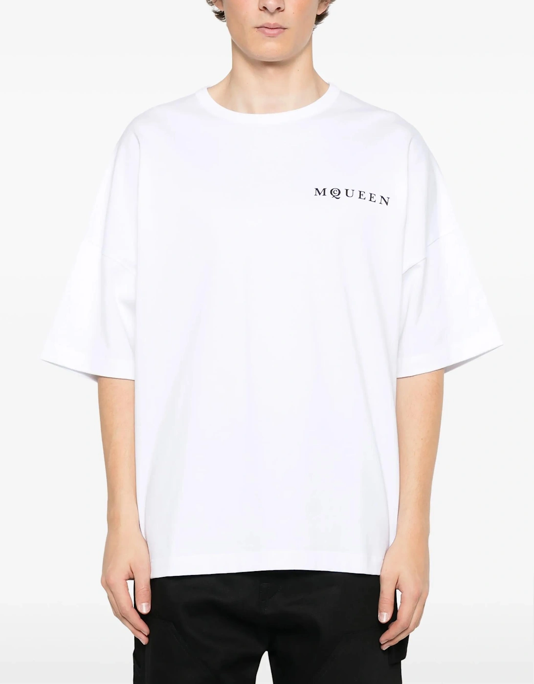 Vertical Back Logo Oversized T-Shirt in White