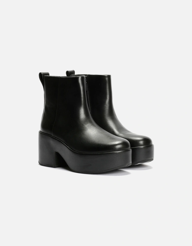 Platfforms Heeled Leather Women's Black Boots