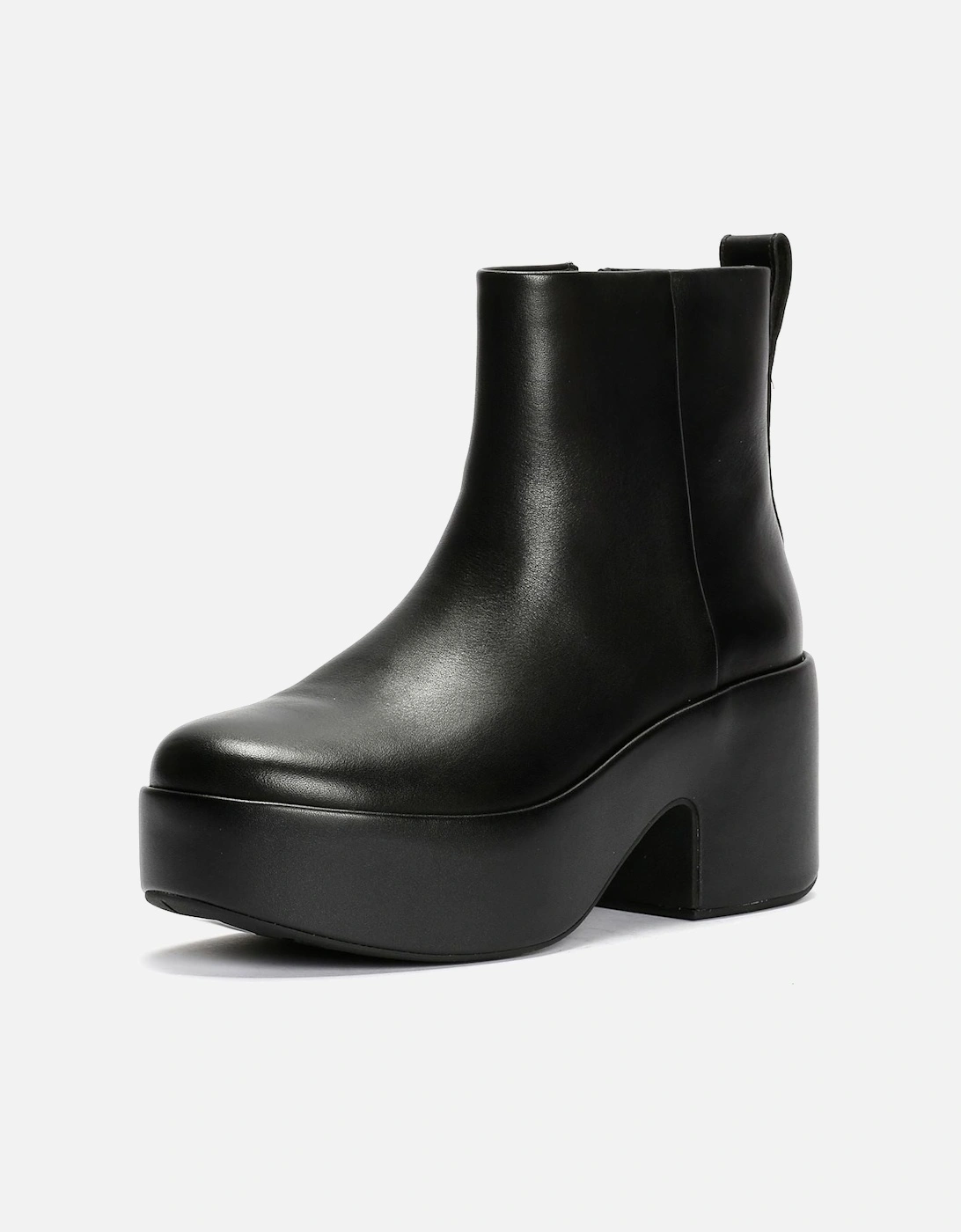 Platfforms Heeled Leather Women's Black Boots