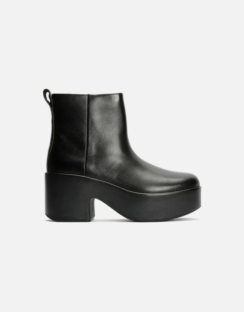 Platfforms Heeled Leather Women's Black Boots