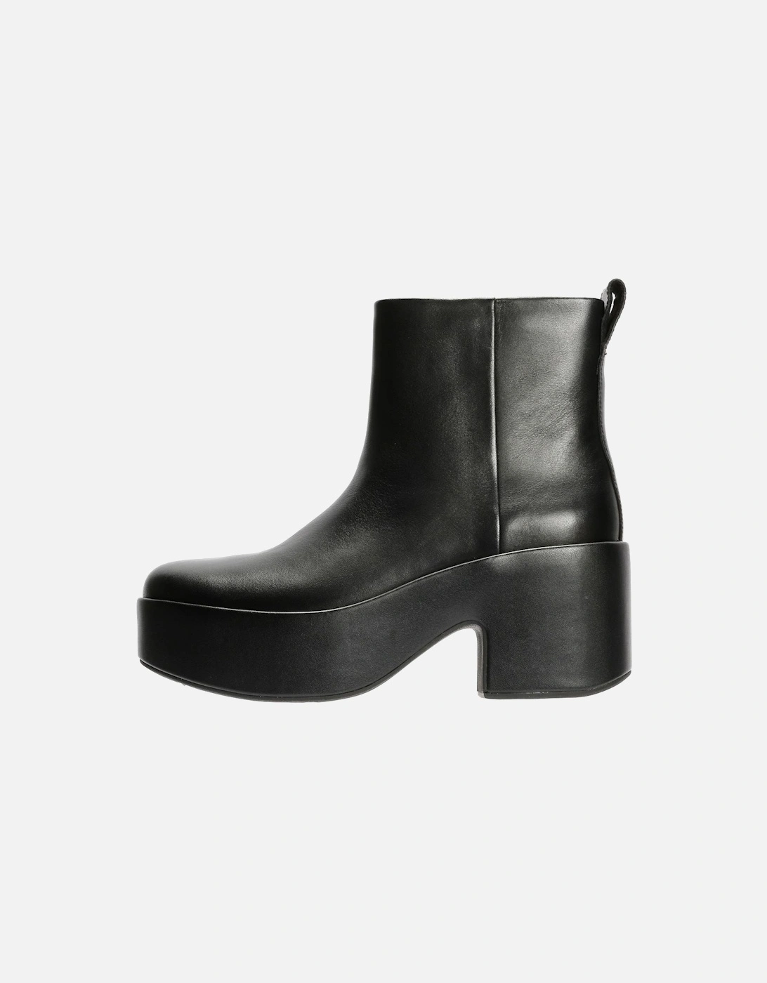 Platfforms Heeled Leather Women's Black Boots