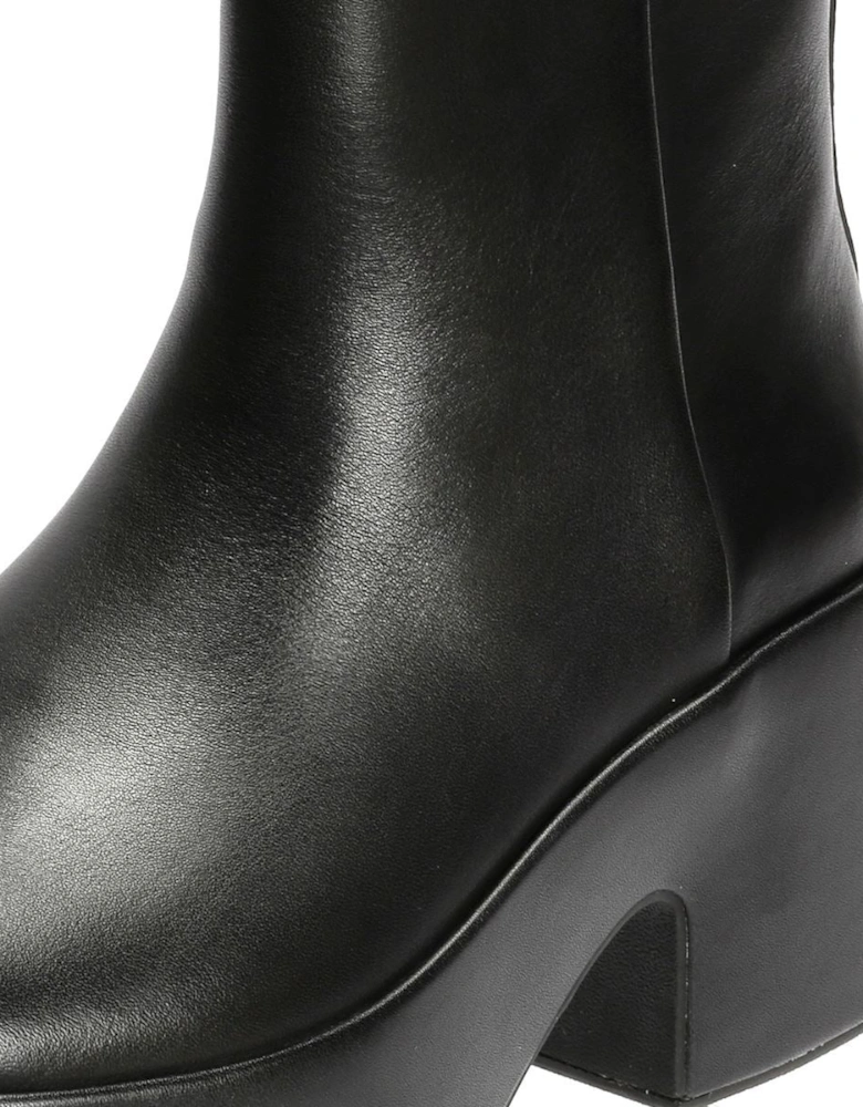 Platfforms Heeled Leather Women's Black Boots