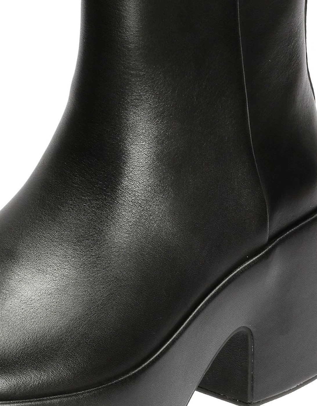 Platfforms Heeled Leather Women's Black Boots