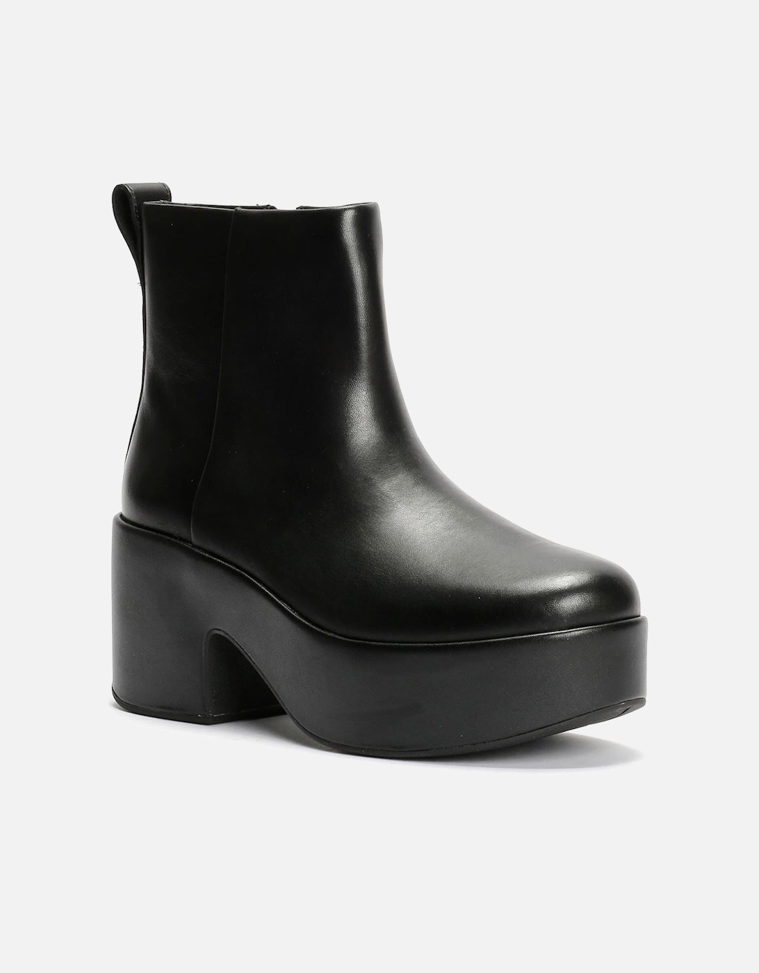 Platfforms Heeled Leather Women's Black Boots
