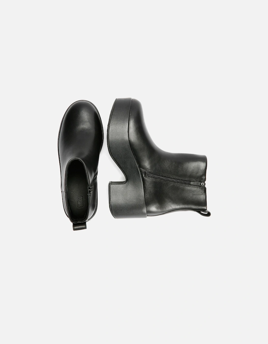 Platfforms Heeled Leather Women's Black Boots