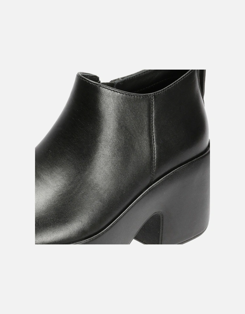 Platfforms Heeled Short Leather Women's Black Boots
