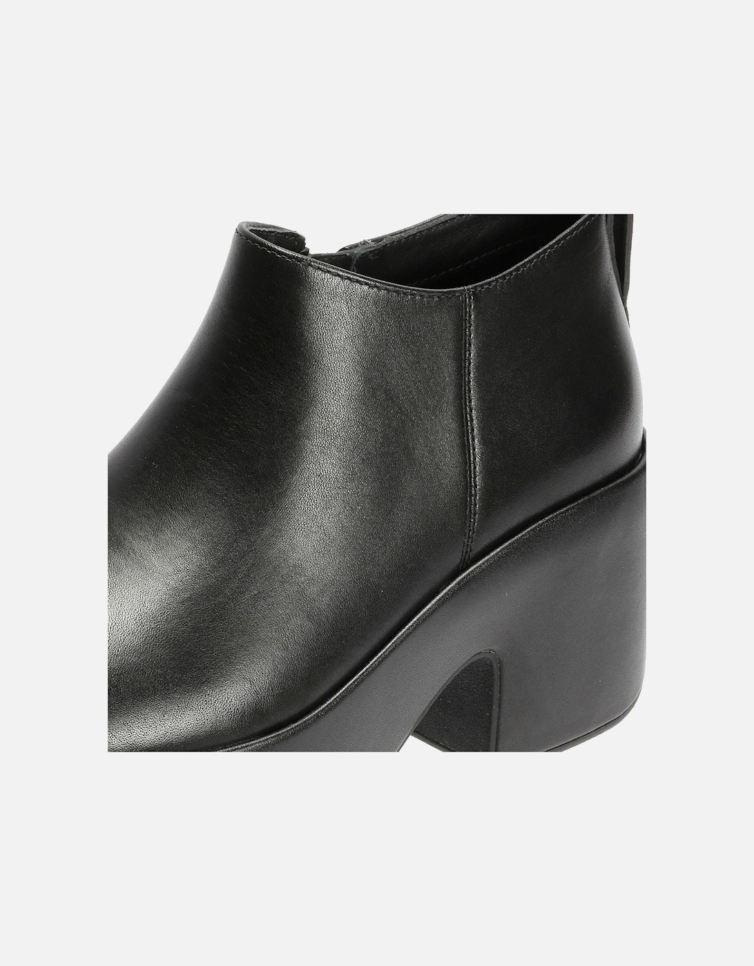 Platfforms Heeled Short Leather Women's Black Boots