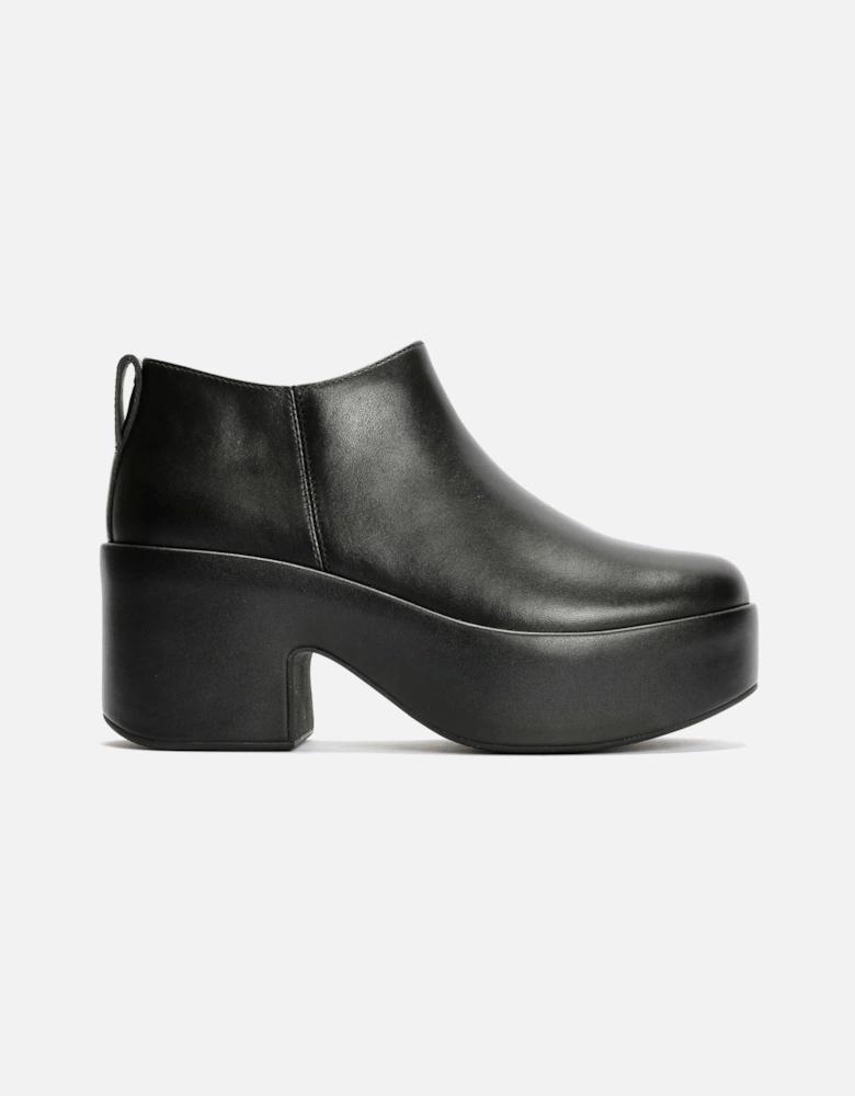Platfforms Heeled Short Leather Women's Black Boots