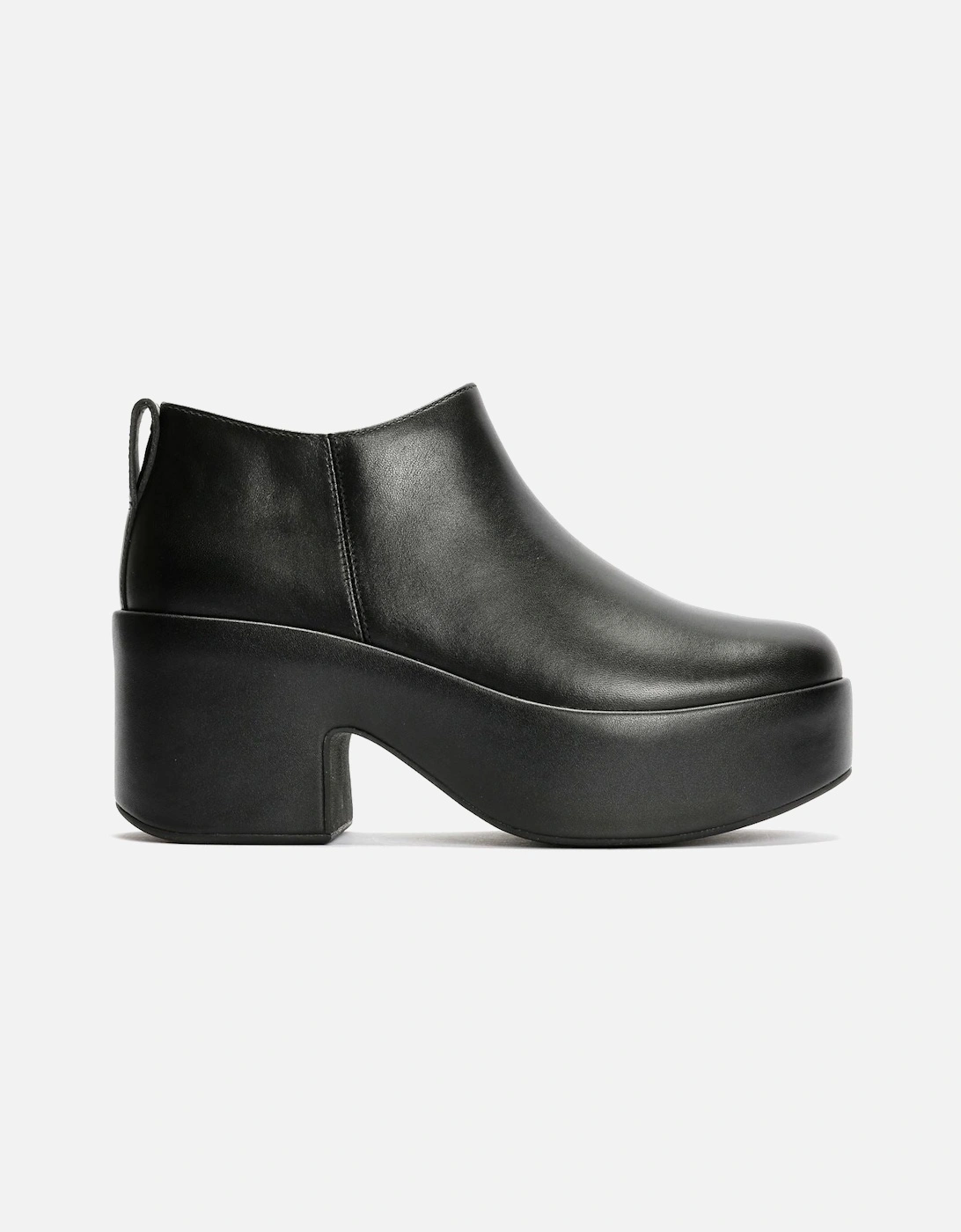 Platfforms Heeled Short Leather Women's Black Boots