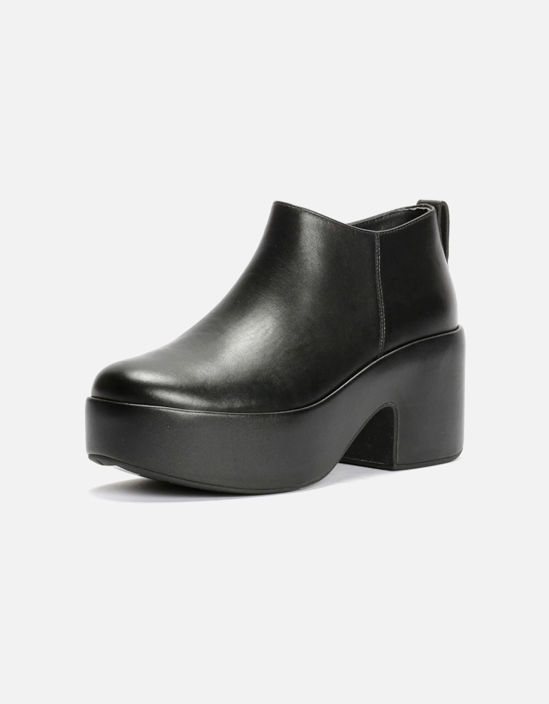 Platfforms Heeled Short Leather Women's Black Boots