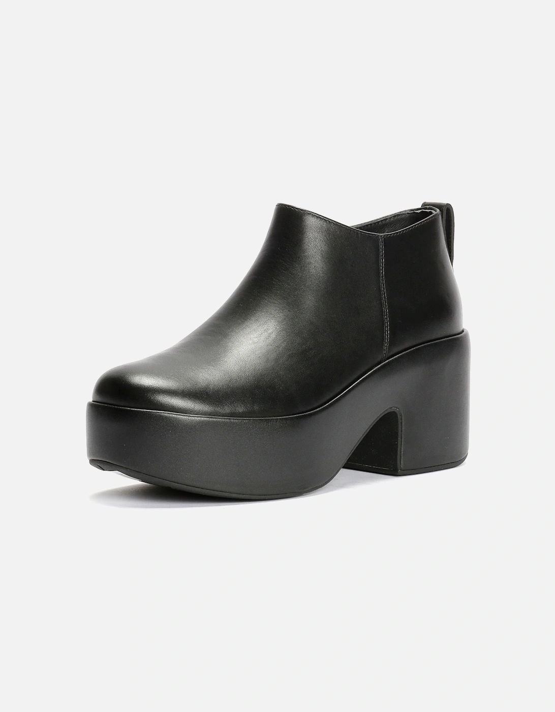 Platfforms Heeled Short Leather Women's Black Boots
