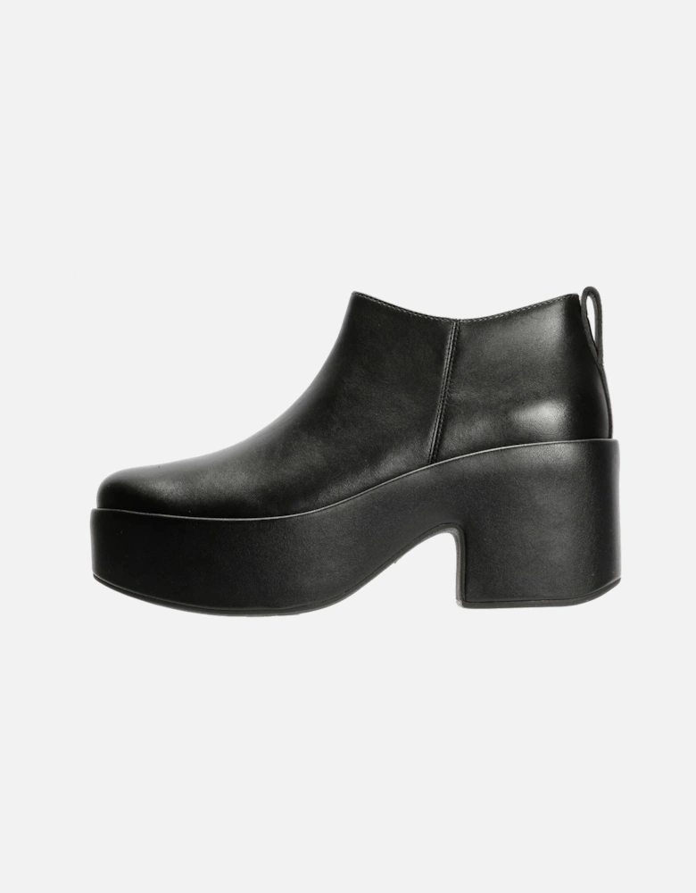 Platfforms Heeled Short Leather Women's Black Boots