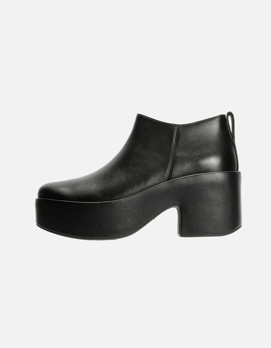 Platfforms Heeled Short Leather Women's Black Boots